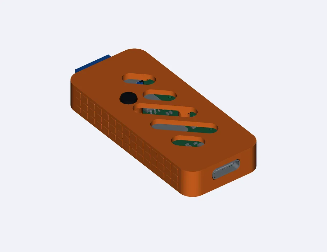 Assembled enclosure, USB-C end