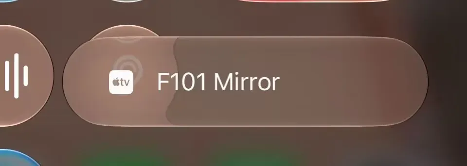 F101 Mirror in the Screen Mirroring list of the iPhone Control Center
